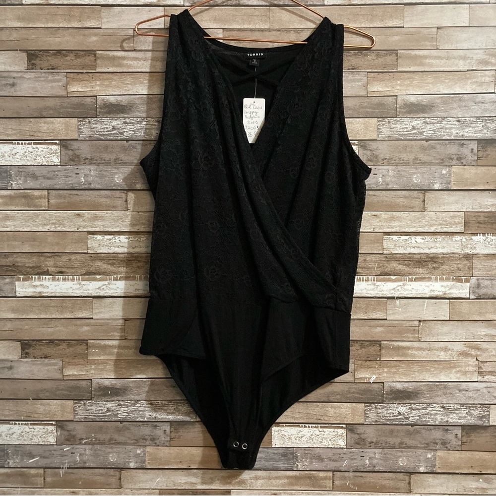 Torrid Black Lace Strappy Bodysuit 0X